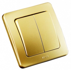 Выключатель скрытой установки, двухклавишный, цвет золото | ВС16-351-07 | HEGEL