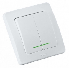 Выключатель скрытой установки, двухклавишный, с индикацией, цвет белый | ВС16-352 | HEGEL