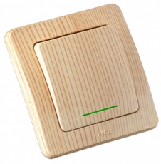 Выключатель скрытой установки, одноклавишный, с индикацией, цвет сосна | ВС10-312-02 | HEGEL