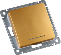 Выключатель скрытой установки, одноклавишный, с индикацией, механизм, цвет золото | ВС10-412-07 | HEGEL