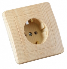 Розетка скрытой установки, одноместная, с заземляющим контактом, со шторкой, цвет сосна | РС16-312-02 | HEGEL