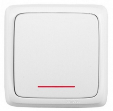 Переключатель открытой установки, одноклавишный, с индикацией, с монтажной пластиной, цвет белый | ВА10-166 | HEGEL