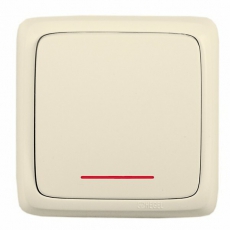 Выключатель открытой установки, одноклавишный, с индикацией, с изолирующей пластиной, цвет слонова кость | ВА16-114-01 | HEGEL