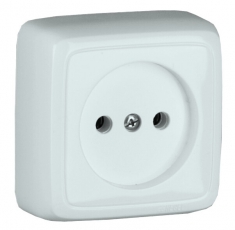 Розетка открытой установки, одноместная, со шторкой, цвет белый | РА16-102 | HEGEL