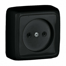 Розетка открытой установки, одноместная, с изолирующей пластиной, цвет черный | РА16-103-08 | HEGEL