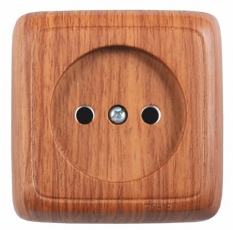 Розетка открытой установки, одноместная, с монтажной пластиной, цвет дуб | РА16-105-05 | HEGEL