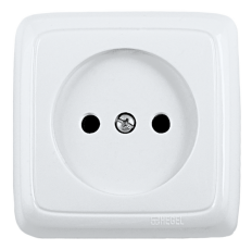 Розетка открытой установки, одноместная, со шторкой, с монтажной пластиной, цвет белый | РА16-106 | HEGEL