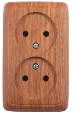 Розетка открытой установки, двухместная, цвет дуб | РА16-141-05 | HEGEL