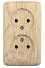 Розетка открытой установки, двухместная, с изолирующей пластиной, цвет сосна | РА16-143-02 | HEGEL