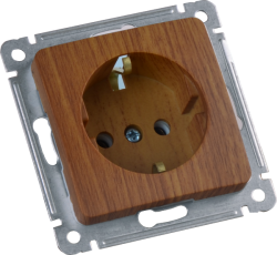 Розетка скрытой установки, одноместная, с заземляющим контактом, механизм, цвет дуб | РС16-411-05 | HEGEL