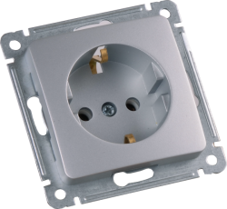 Розетка скрытой установки, одноместная, с заземляющим контактом, механизм, цвет серебро | РС16-411-06 | HEGEL