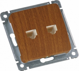 Розетка компьютерная и телефонная скрытой установки, механизм, цвет дуб | РСКТ-440-05 | HEGEL
