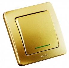 Выключатель скрытой установки, одноклавишный, с индикацией, цвет золото | ВС16-312-07 | HEGEL