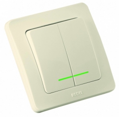 Выключатель скрытой установки, двухклавишный, с индикацией, цвет слоновая кость | ВС16-352-01 | HEGEL