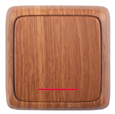 Выключатель открытой установки, одноклавишный, с индикацией, с изолирующей пластиной, цвет дуб | ВА10-114-05 | HEGEL