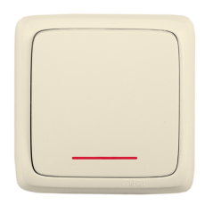 Выключатель открытой установки, одноклавишный, с индикацией, с монтажной пластиной, цвет слоновая кость | ВА10-116-01 | HEGEL