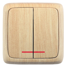 Выключатель открытой установки, двухклавишный, с индикацией, цвет сосна | ВА10-152-02 | HEGEL