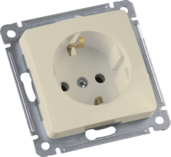 Розетка скрытой установки, одноместная, с заземляющим контактом, механизм, цвет слоновая кость | РС16-411-01 | HEGEL