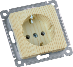 Розетка скрытой установки, одноместная, с заземляющим контактом, механизм, цвет сосна | РС16-411-02 | HEGEL