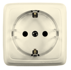 Розетка открытой установки, одноместная, с заземляющим контактом, цвет слоновая кость | РА16-171-01 | HEGEL
