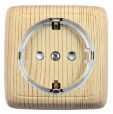 Розетка открытой установки, одноместная, с заземляющим контактом, с изолирующей пластиной, цвет сосна | РА16-173-02 | HEGEL