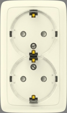 Розетка открытой установки, двухместная, с заземляющим контактом, с изолирующей пластиной, цвет слоновая кость | РА16-183-01 | HEGEL