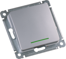 Выключатель скрытой установки, одноклавишный, с индикацией, механизм, цвет серебро | ВС10-412-06 | HEGEL