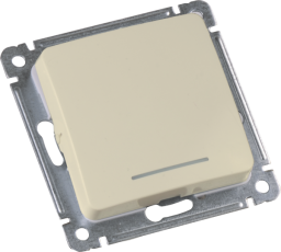 Выключатель скрытой установки, одноклавишный, с индикацией, с самовозвратом, механизм, цвет слоновая кость | ВС10-432-01 | HEGEL