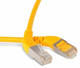Патч-корд PC-APM-STP-RJ45/L45-RJ45/L45-C6-5M-LSZH-YL F/UTP угловой, экранированный, левый 45°-левый 45°, Cat.6, LSZH, 5 м, желтый | 233165 | Hyperline
