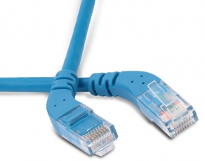 Патч-корд PC-APM-UTP-RJ45/L45-RJ45/R45-C6-1M-LSZH-BL U/UTP угловой, левый 45°-правый 45°, Cat.6, LSZH, 1 м, синий | 232978 | Hyperline