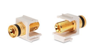 KJ1-BP/BK-HG-WH Вставка формата Keystone Jack с коннектором Binding Post (черный), Hex. type, gold plated, ROHS, белая | 248122 | Hyperline