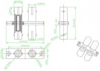 Адаптер проходной оптический FA-S01Z-DST/DST-N/RD-SL ST-ST, SM/MM, duplex, корпус металл, красные колпачки | 243947 | Hyperline