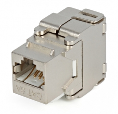 Вставка Keystone Jack KJ2-8P8C-C6A-180-SH-F-WH RJ-45(8P8C), категория 6a (10G), экранированная, Toolless, белая | 29337 | Hyperline