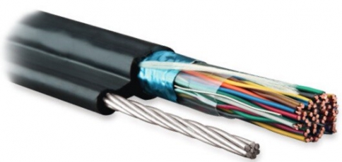 FUTP25-C3-S24-SW-OUT-PE-BK Кабель витая пара, экранир. F/UTP, категория 3, 25 пар (24 AWG),одножил.(solid), с металличес. тросом | 36333 | Hyperline