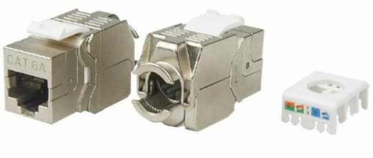 KJ8-8P8C-C6A-180-TLS-SH-F-WH Вставка Keystone Jack RJ-45(8P8C), категория 6a (10G), экранир., тип 180 градусов, Toolless, белая | 426184 | Hyperline