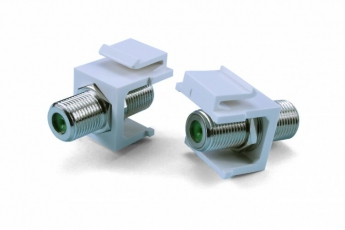 KJ1-FCON-3G-N-WH Вставка формата Keystone Jack с проходным адаптером F-типа, nickel plated, 3ГГц, ROHS, белая | 246966 | Hyperline