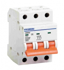 Автоматический выключатель HiBD63-N3 PMDS0000C 00006 3 полюса, 6А, ток к.з. 6kA, хар-ка D | 13.04.000014 | HYUNDAI