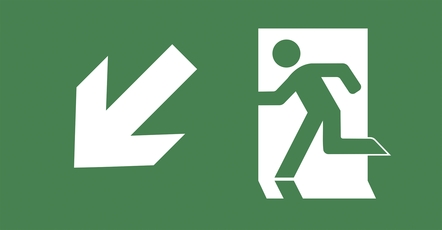 Пиктограмма ВЫХОД/стрелка налево вниз PVC для ССА 3000