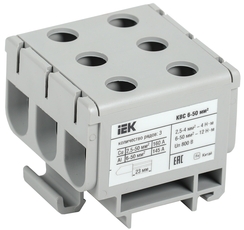 Клемма вводная силовая КВС 6-50 кв.мм. 3-рядная серая