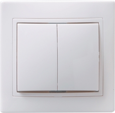 Выключатель 2-клавишный 10А керамика КВАРТА белый
