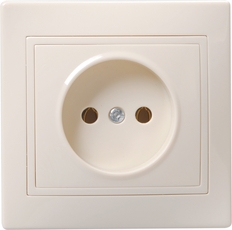КВАРТА Розетка без заземления без шторок бежевая в сборе