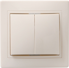 Выключатель 2-клавишный 10А керамика КВАРТА кремовый