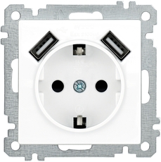 РЮш10-1-Б Роз. с з/к с з/ш 16А USBх2 2,1А BOLERO бел.