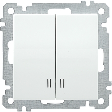 ВС10-2-1-Б Выключатель двухклавишный с индикацией 10А BOLERO белый