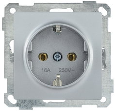 РС11-1-0-Б Розетка с заземляющим контактом 16А BOLERO серебряный
