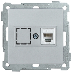РТ12-1-Б Розетка телефонная RJ12 BOLERO серебряный