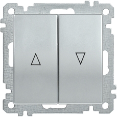 ВС10-1-5-Б Выключатель двухклавишный жалюзи BOLERO серебрянный