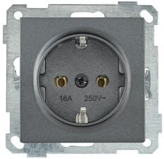 РС11-1-0-Б Розетка с заземляющим контактом 16А BOLERO антрацит
