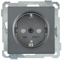 РС14-1-0-Б Розетка с заземляющим контактом с защитной шторкой 16А BOLERO антрацит