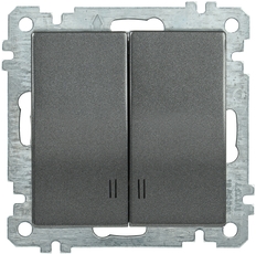 ВС10-2-1-Б Выключатель двухклавишный с индикацией 10А BOLERO антрацит